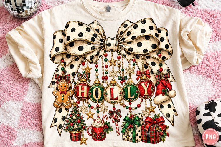 Vintage Polka Dot Christmas Ornaments PNG example image 1