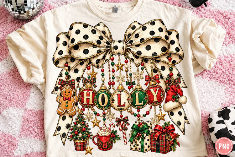 Vintage Polka Dot Christmas Ornaments PNG