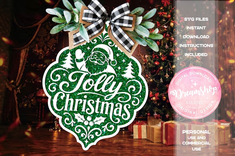 Jolly Christmas Santa Ornament SVG