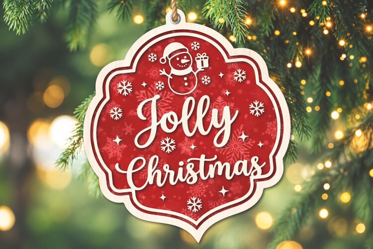 Jolly Christmas Snowman Ornament SVG example image 1