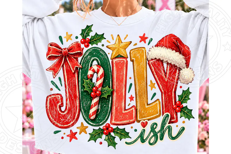 Jolly Ish Christmas Retro Typography PNG