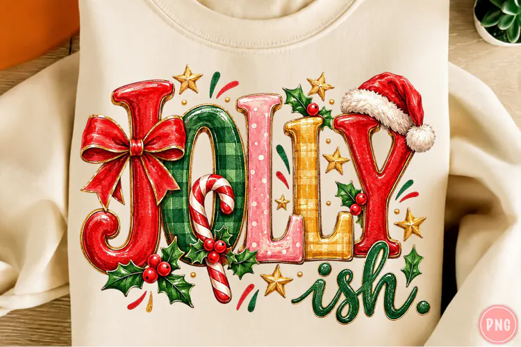 Jolly Ish Christmas Retro Typography PNG