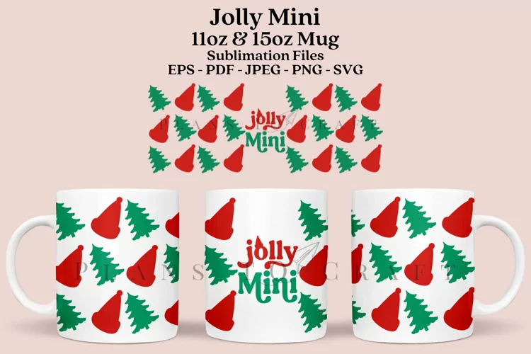 Jolly Mini Mug Sublimation Wrap SVG