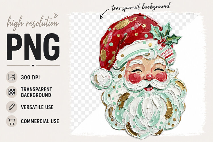 Santa Face png, Christmas Sublimation Design png example image 1