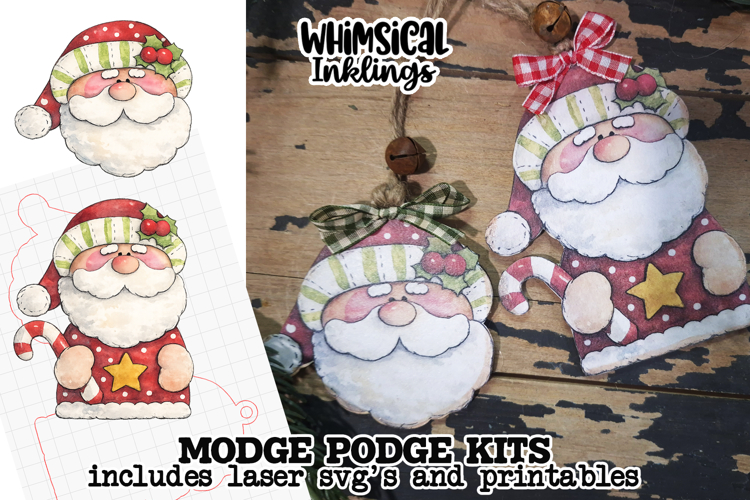 Jolly Claus Mod Podge Ornaments SVG and Printables