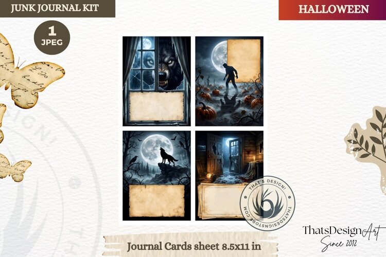 Horror Halloween Junk Journal Gothic journal cards ephemera example image 1