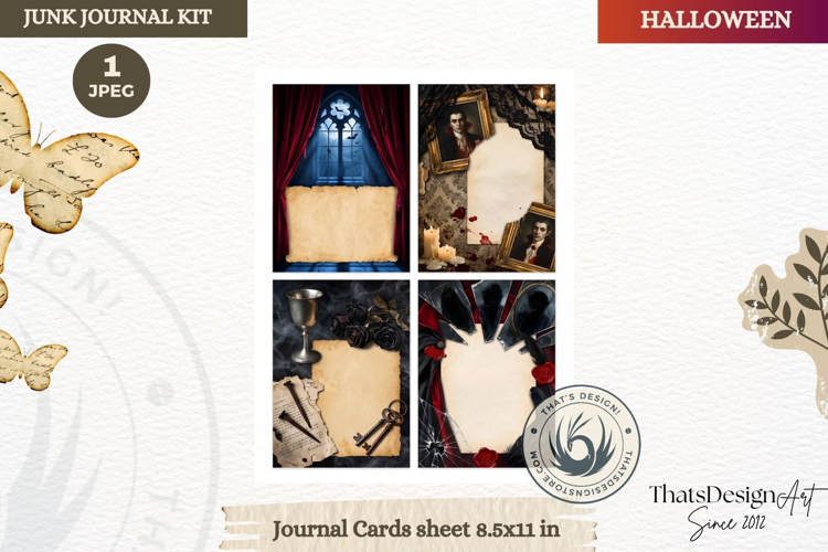 Horror Halloween Junk Journal Gothic journal cards ephemera