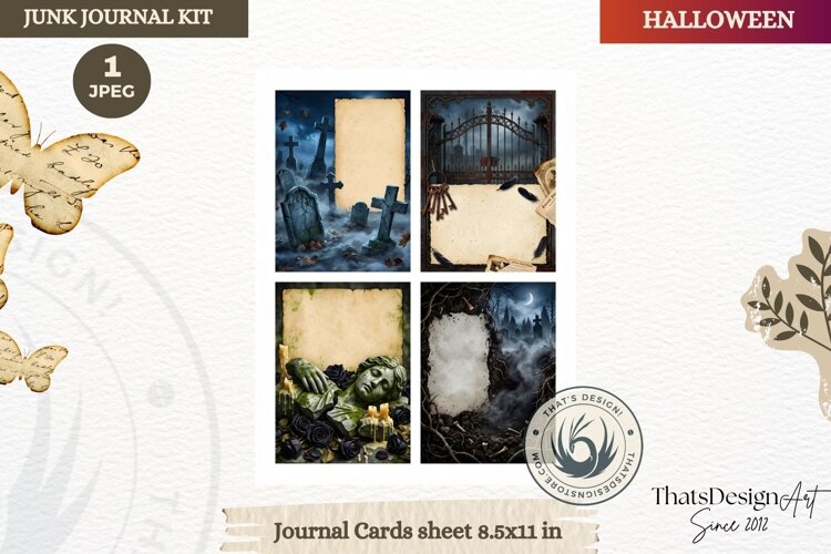 Horror Halloween Junk Journal Gothic journal cards ephemera example image 1