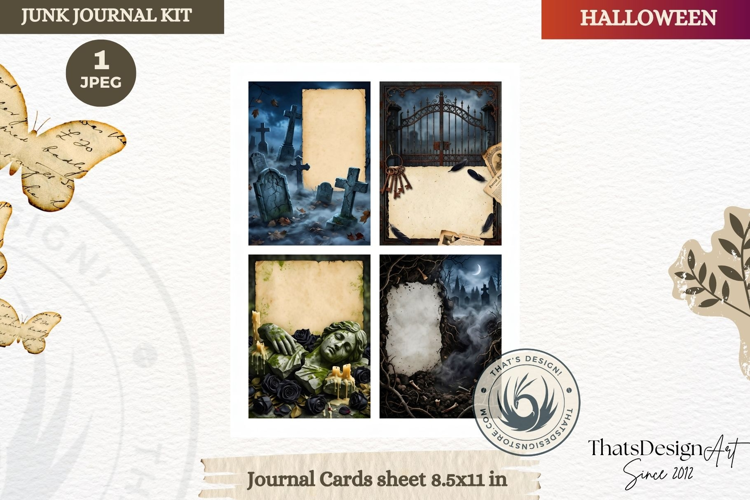 Horror Halloween Junk Journal Gothic journal cards ephemera
