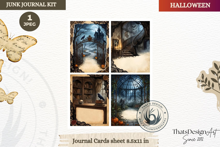 Horror Halloween Junk Journal Gothic journal cards ephemera