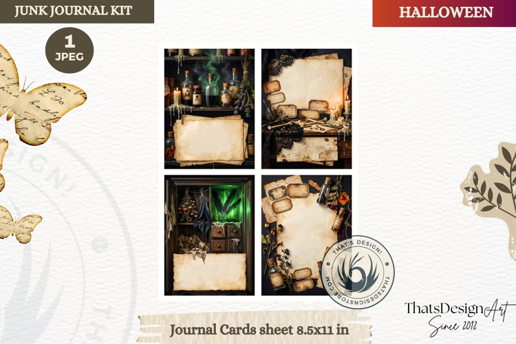 Horror Halloween Junk Journal Gothic journal cards ephemera