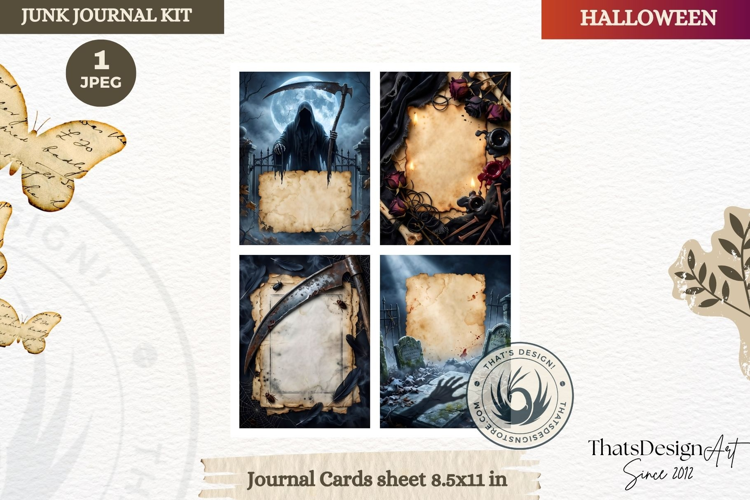 Horror Halloween Junk Journal Gothic journal cards ephemera