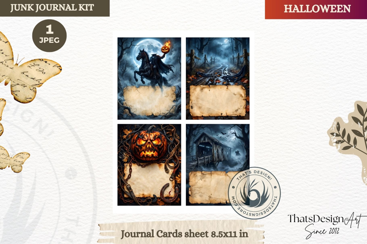 Horror Halloween Junk Journal Gothic journal cards ephemera