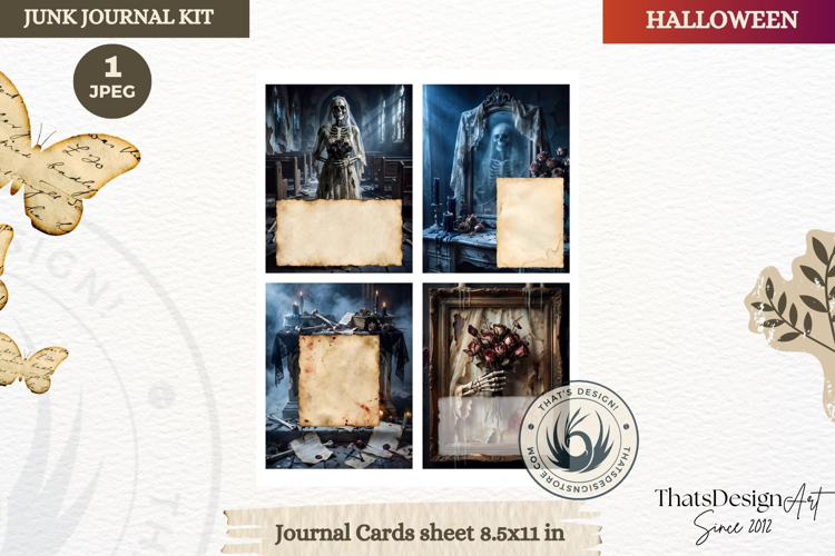 Horror Halloween Junk Journal Gothic journal cards ephemera