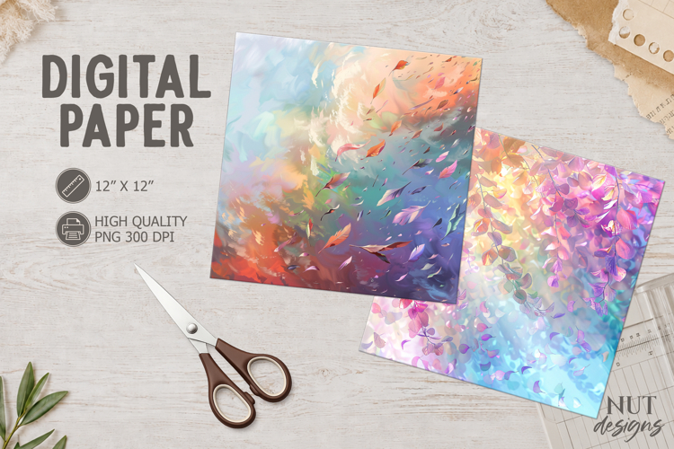 Dreamy Pastel Nature Journal junk watercolor leaf background