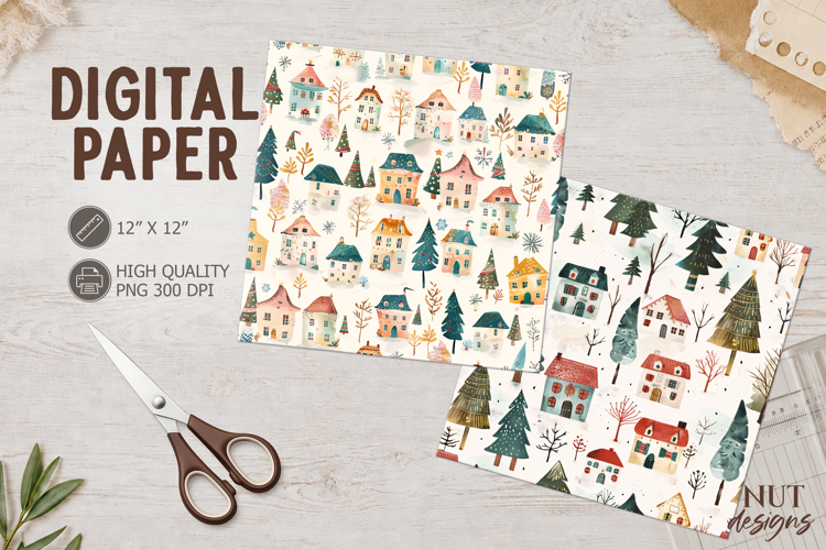 Christmas Journal junk Whimsical Christmas Village paper