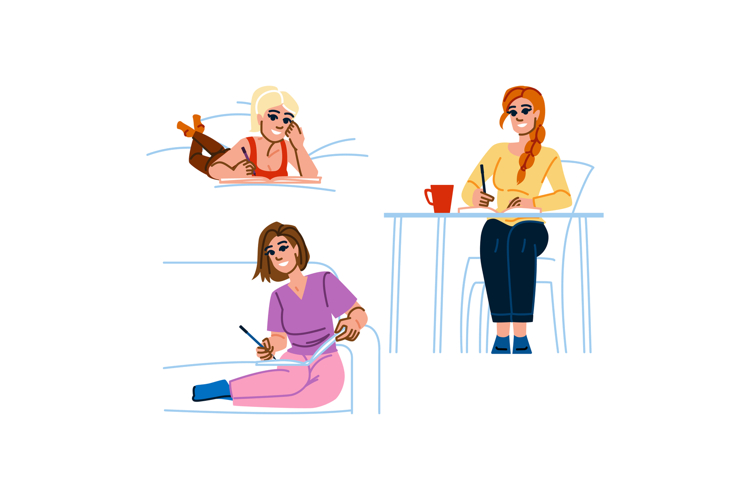 mindfulness journaling woman vector