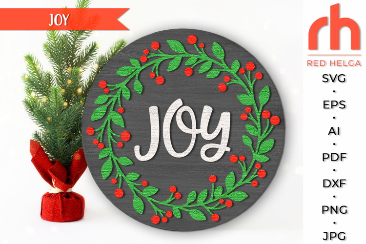 Christmas Wreath Door Sign SVG, Xmas Hanger, Holly Berry DXF