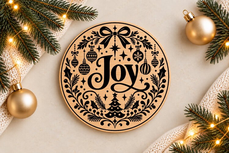 Joy Christmas Ornament Laser Cut SVG example image 1