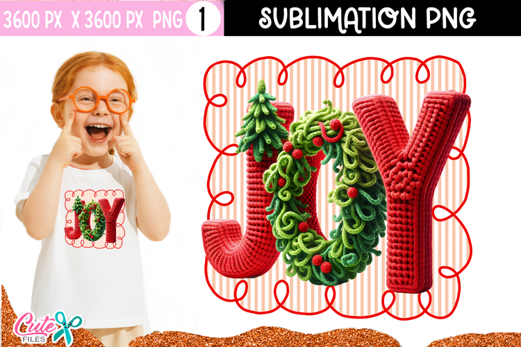 Joy Crochet Christmas Sublimation Design