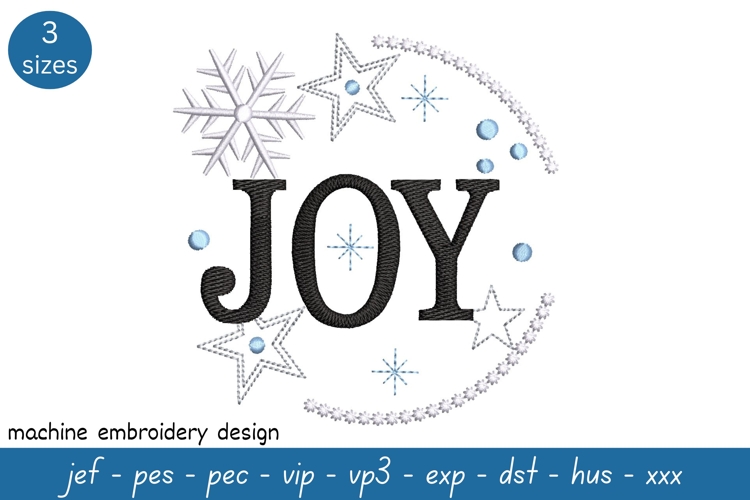 Joy Embroidery Design - Christmas Pattern