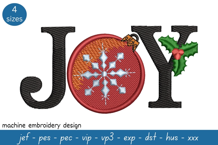 Joy Embroidery Design - Christmas Pattern