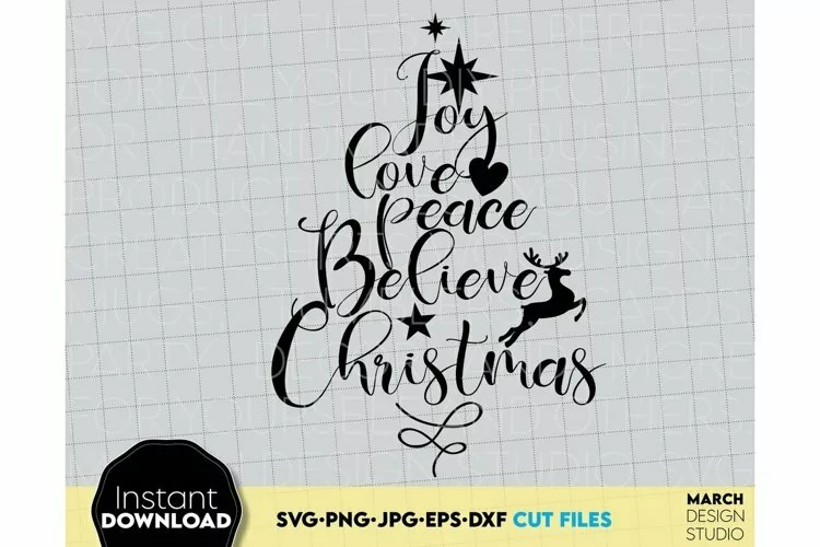 Christmas SVG | Joy Love Peace SVG | Christmas Gift Tree SVG