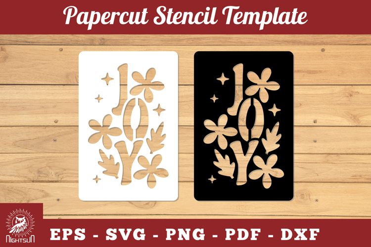Joy Papercut Stencil SVG