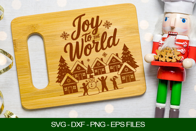 Joy To The World Christmas Cutting Board SVG