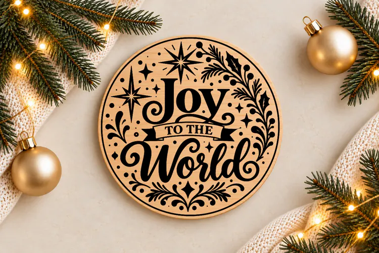 Joy to the World Christmas Ornament Laser Cut SVG