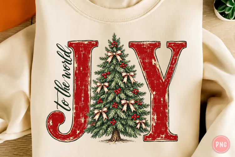 Joy to the World Retro Christmas PNG
