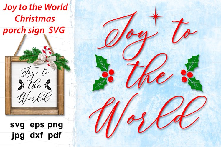Christmas svg farmhouse, Joy to the World round porch sign
