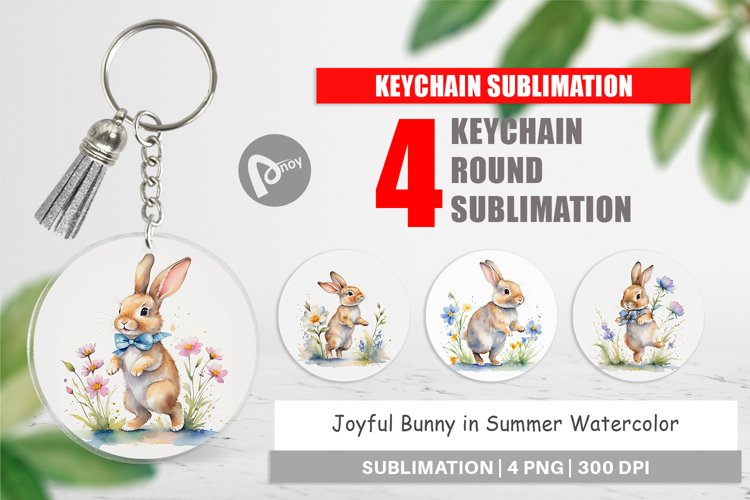 Keychain Bunny in Summer Watercolor