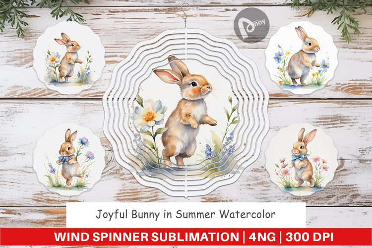 Wind Spinner Bunny in Summer Watercolor