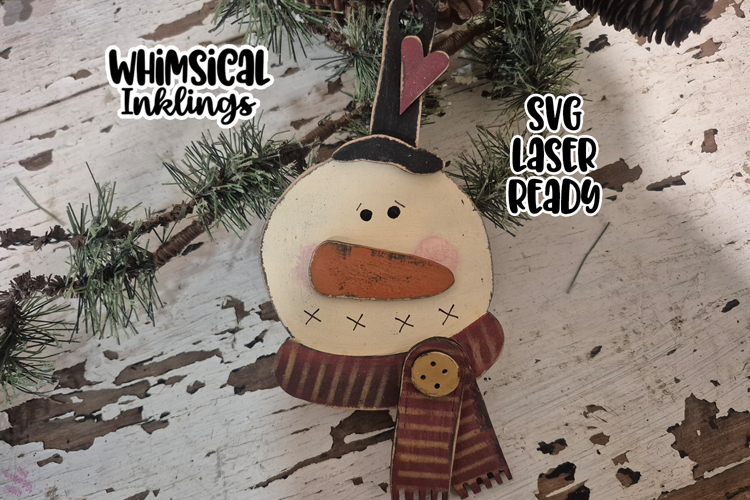 Joyful Prim Snowman Ornament Laser SVG