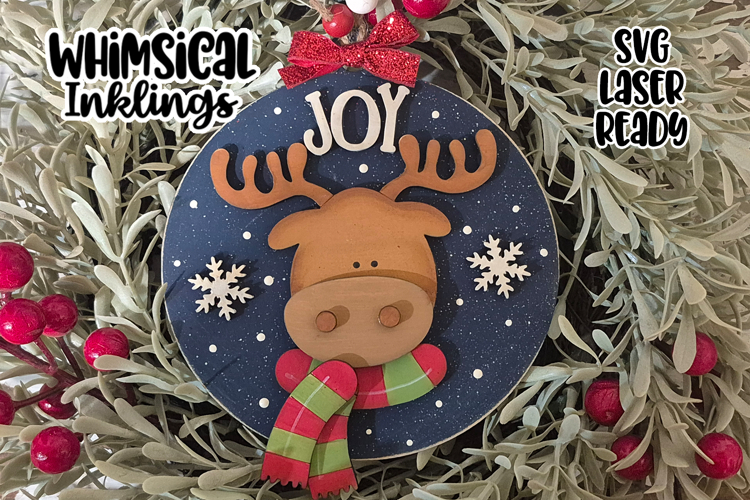 Joy Moose Ornament Laser SVG