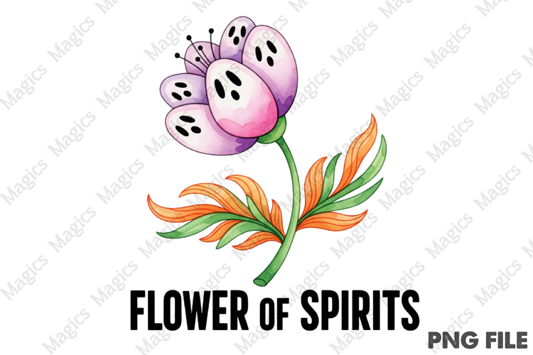 Boho Halloween Flower Ghost PNG