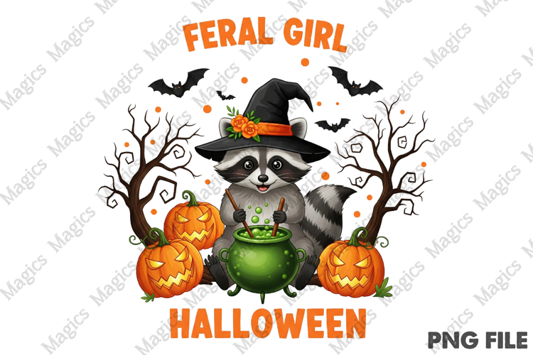 Feral Girl Halloween Raccoon T-Shirt