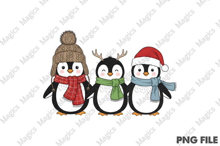 Retro Just a Merry Penguin Christmas Png