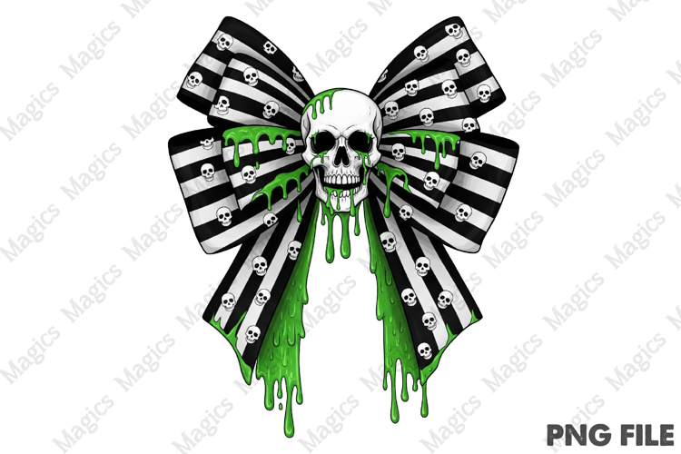 Striped Halloween Coquette Bows PNG