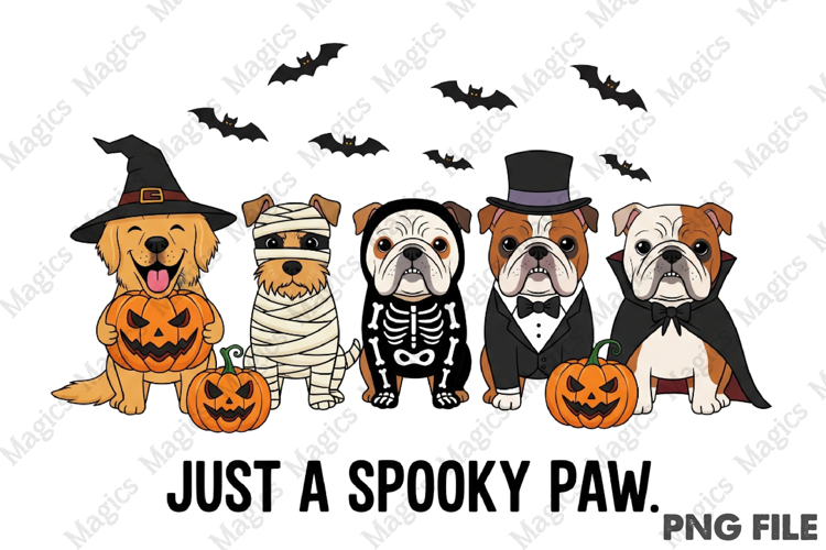 Dog Halloween Just a Spooky Paw Png