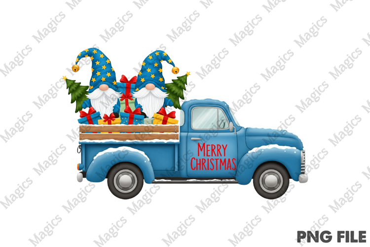 Christmas Gnome and Truck Png Design