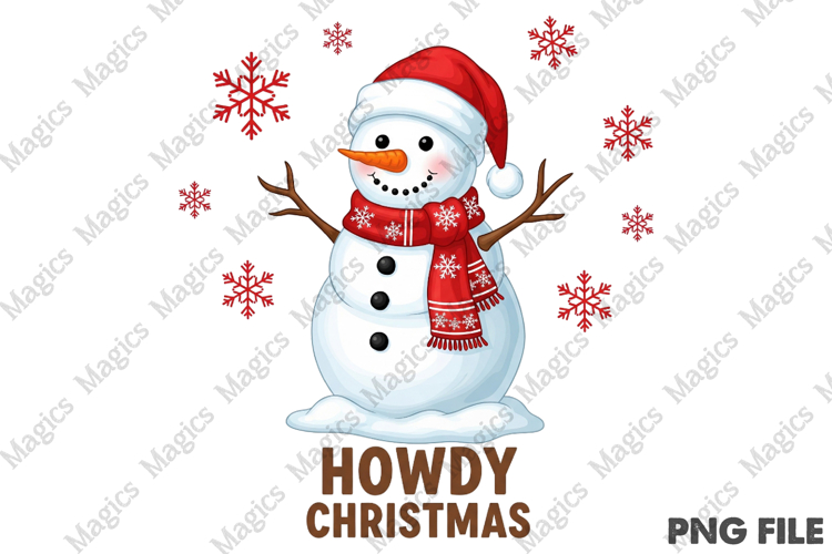 Howdy Christmas Snowman PNG