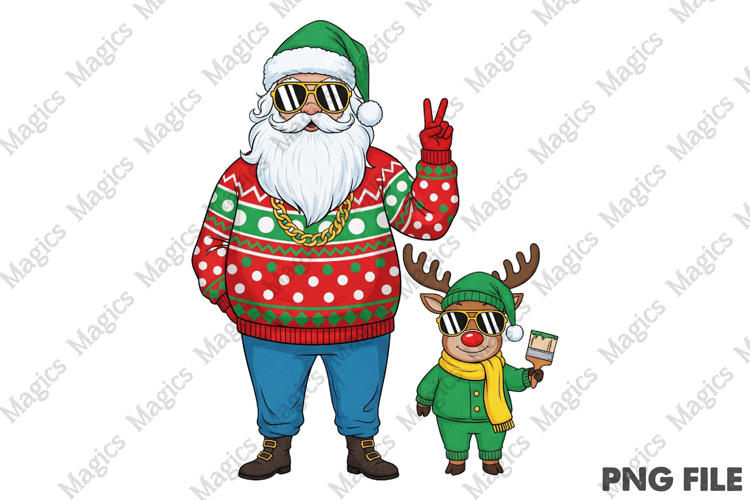 Christmas Santa Reindeer Png, Clipart