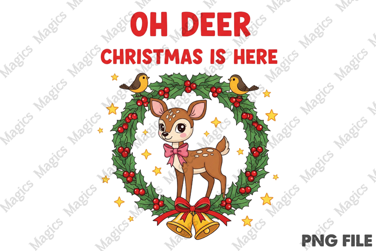 Vintage Christmas PNG, Deer