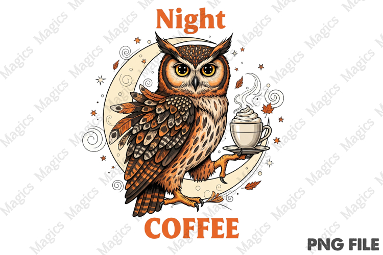Halloween Owl Coffee Png Sublimation