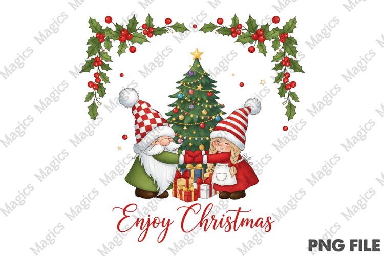 Enjoy Christmas Gnomes Png Design
