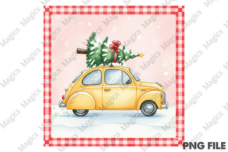 Christmas Tree Car Coquette Frame Png