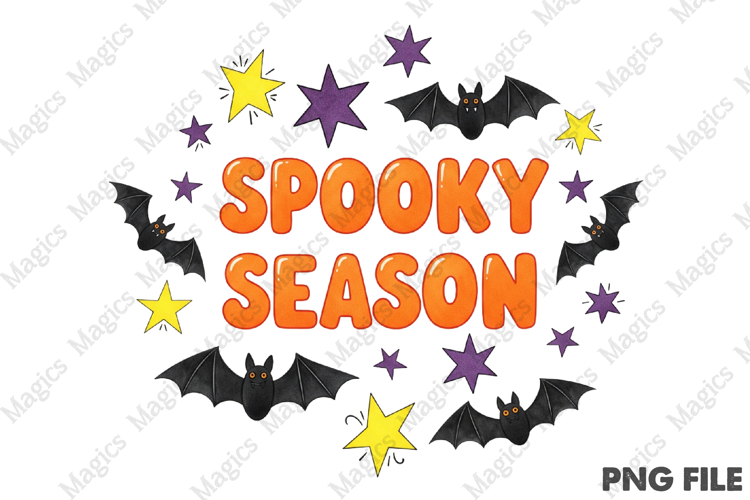 Boho Halloween Spooky Bats PNG