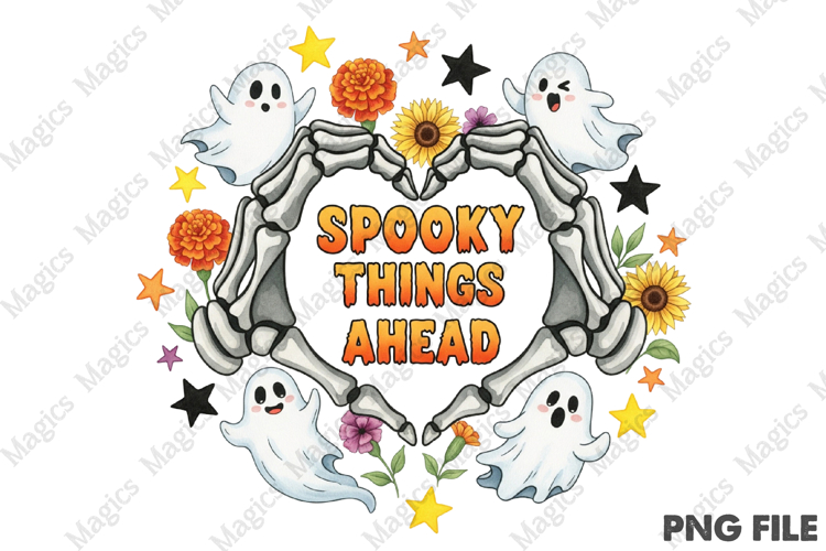 Boho Halloween Skeleton Hand PNG